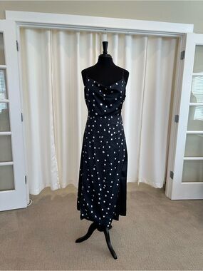 foxiedox Navy Polka Dot Midi Slip Dress